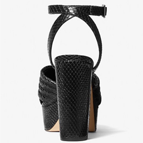 New Michael Kors Royce Quilted Python Embossed Leather Platform Sandal - Picture 2 of 5